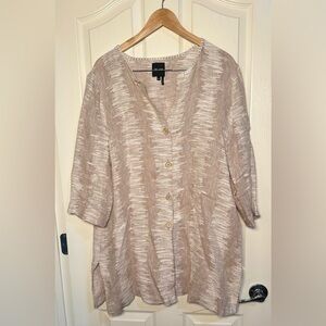 Women’s Plus‎ Nic & Zoe Linen Blend Oatmeal Textured Lightweight Tunic Size XXL